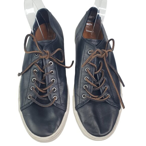 Frye Mens Size 12 Brett Low Sneaker Black Leather Lace Up Style Low Top - Picture 3 of 12